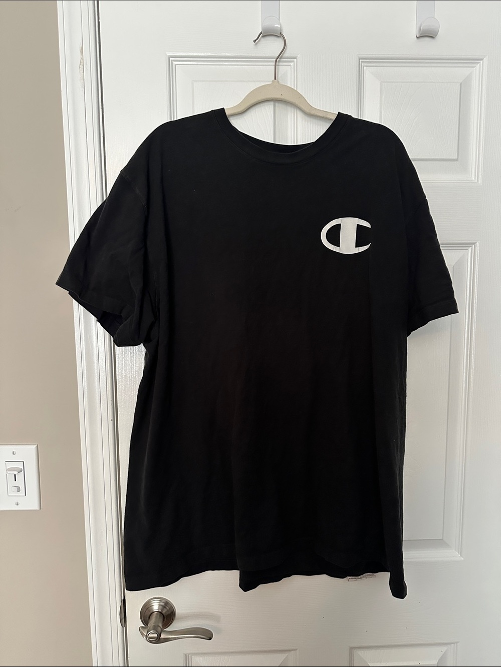 Champion Black Tee with White C Logo